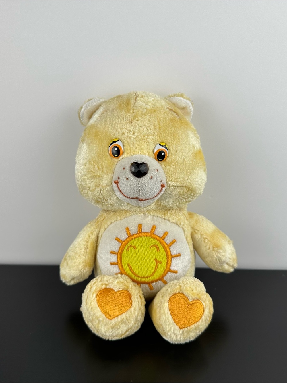 Vintage 2004 Care Bears Funshine Yellow Velvet Bear Charmers Edition 7.5” Plush